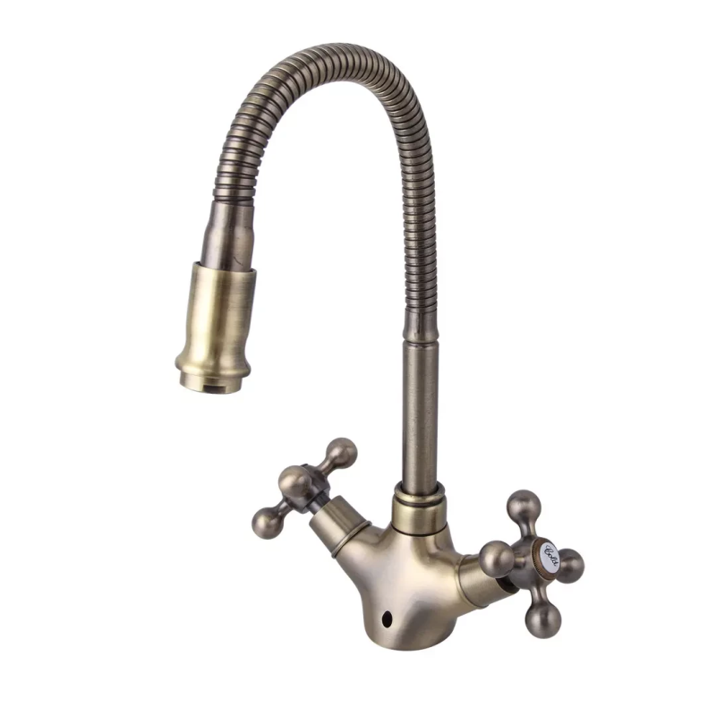 Змішувач для кухні Frap F4319-4 з гнучким виливом, бронза Змішувач для кухні Frap F4319-4 з гнучким виливом, бронза