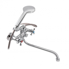 Змішувач для ванни Lidz Lamb 1401 з поворотним виливом двохвентильний (з душовим гарнітуром) LDLAM1401CRM22017