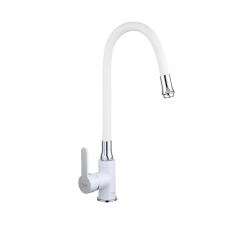 Змішувач для кухні Frap F4041 з гнучким виливом, білий/хром