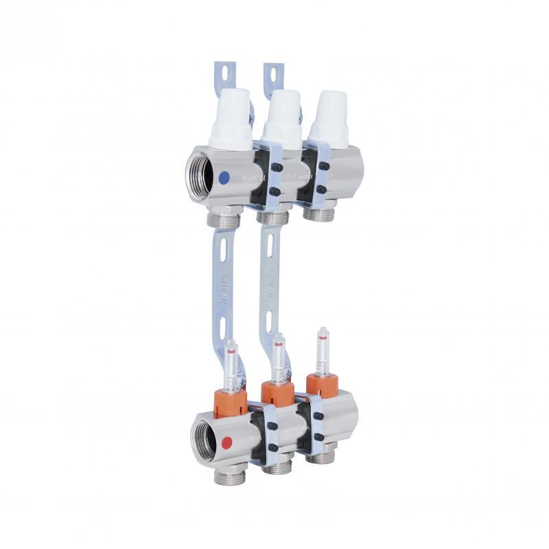 Колектор Icma 1“ 3 виходи, з витратомірами №K013 Колектор Icma 1“ 3 виходи, з витратомірами №K013