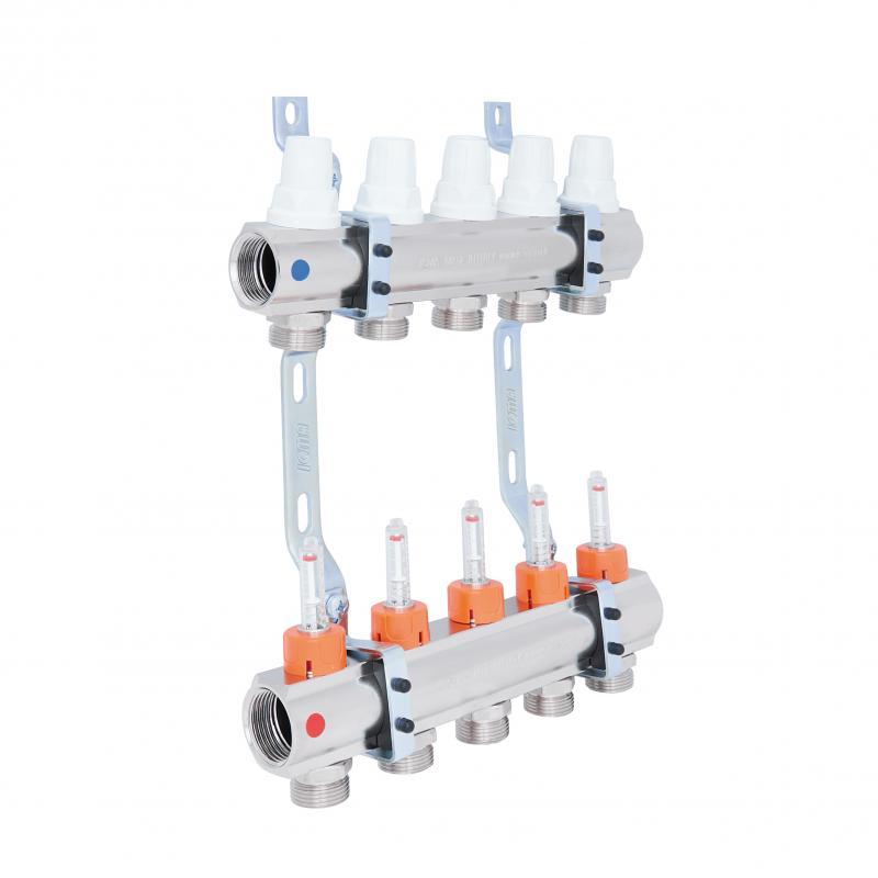 Колектор Icma 1“ 5 виходів, з витратомірами №K013 Колектор Icma 1“ 5 виходів, з витратомірами №K013