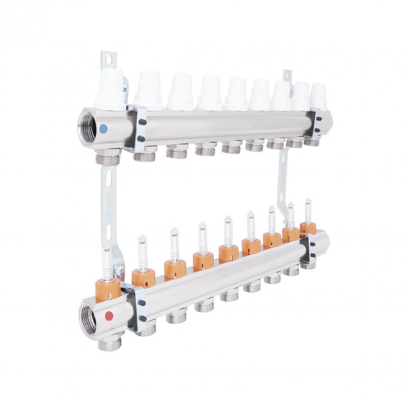 Колектор Icma 1“ 9 виходів, з витратомірами №K013 Колектор Icma 1“ 9 виходів, з витратомірами №K013