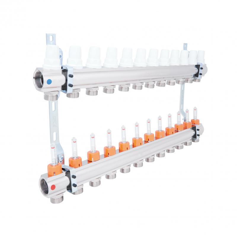 Колектор Icma 1“ 12 виходів, з витратомірами №K013 Колектор Icma 1“ 12 виходів, з витратомірами №K013