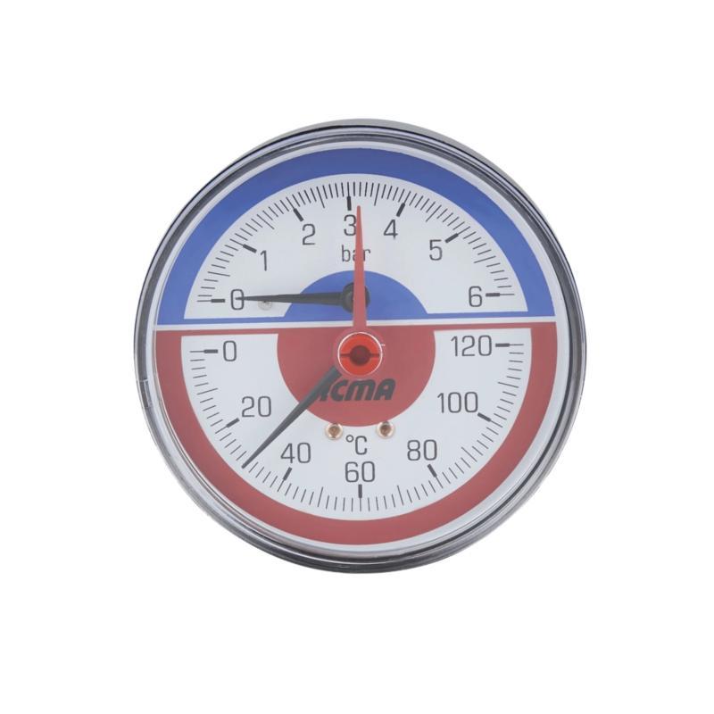 Термоманометр Icma 1/2“ 0-6 бар, заднє підключення №259 Термоманометр Icma 1/2“ 0-6 бар, заднє підключення №259