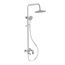 Душева система Frap F2434, поворотний вилив - перемикач на лійку, білий/хром