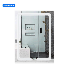 Дзеркало Qtap Mideya (DC-F937) 600х800 з LED-підсвічуванням Touch, з антизапотіванням, з годинником, димером,