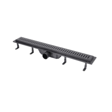 Трап Qtap Dry FA304-700MBLA лінійний з сухим закривом та нержавіючою решіткою 700х73