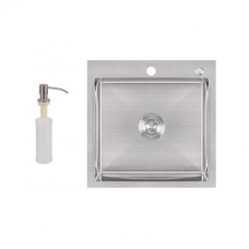 Мийка для кухні інтегрована Lidz Handmade H5050 (LDH5050BRU35375) Brushed Steel 3,0/1,0 мм