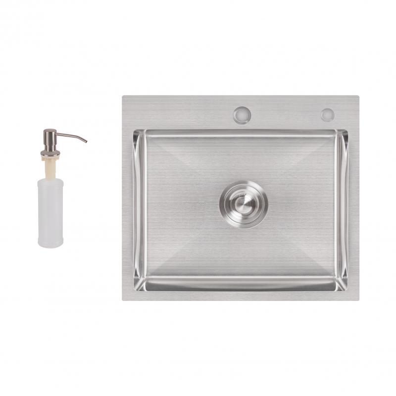 Мийка для кухні інтегрована Lidz Handmade H5045 (LDH5045BRU35383) Brushed Steel 3,0/1,0  мм