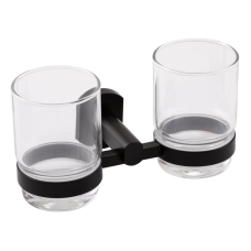 Склянка з тримачем Qtap Liberty настінна подвійна QTLIBBLM1155 Black