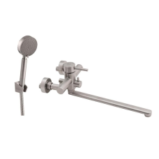 Змішувач для ванни Lidz Aria 005 з поворотним виливом (з душовим гарнітуром) (k35) LDARI005NKS34939 Nickel