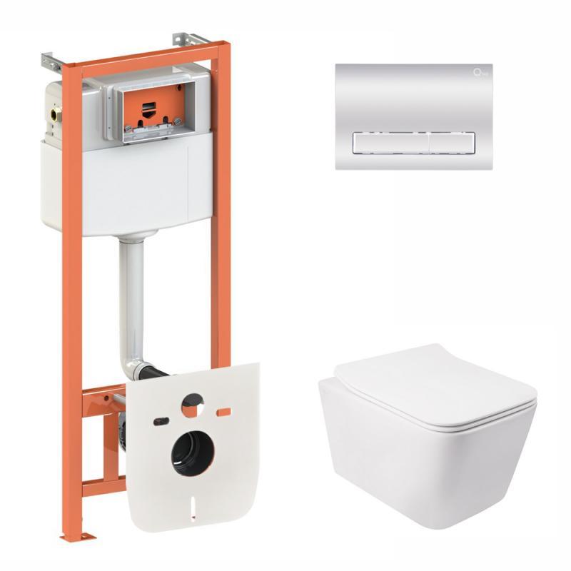 Готове рішення Qtap для ванної кімнати: підвісний унітаз Crow Rimless + комплект інсталяції Nest 4 в 1