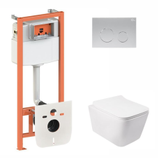 Готове рішення Qtap для ванної кімнати: підвісний унітаз Crow Rimless + комплект інсталяції Nest 4 в 1 (кругла