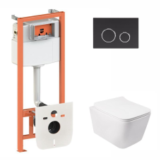 Готове рішення Qtap для ванної кімнати: підвісний унітаз Crow Rimless + комплект інсталяції Nest 4 в 1 (кругла