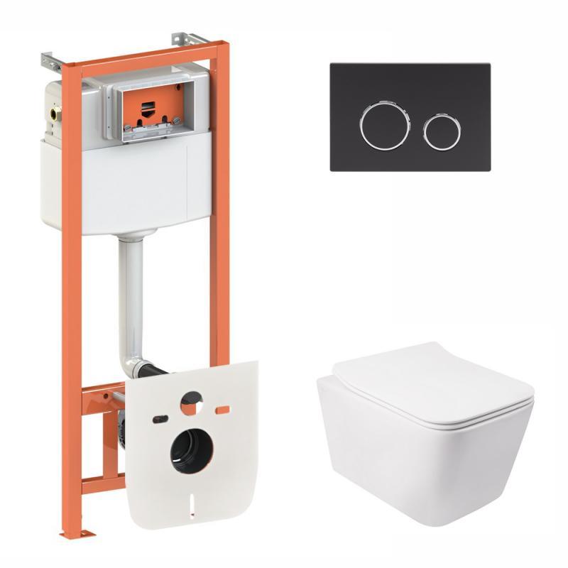 Готове рішення Qtap для ванної кімнати: підвісний унітаз Crow Rimless + комплект інсталяції Nest 4 в 1 (кругла