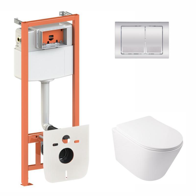 Готове рішення Qtap для ванної кімнати: підвісний унітаз Swan Rimless + комплект інсталяції Nest 4 в 1