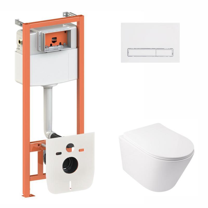 Готове рішення Qtap для ванної кімнати: підвісний унітаз Swan Rimless + комплект інсталяції Nest 4 в 1