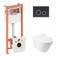 Готове рішення Qtap для ванної кімнати: підвісний унітаз Swan Rimless + комплект інсталяції Nest 4 в 1 (кругла