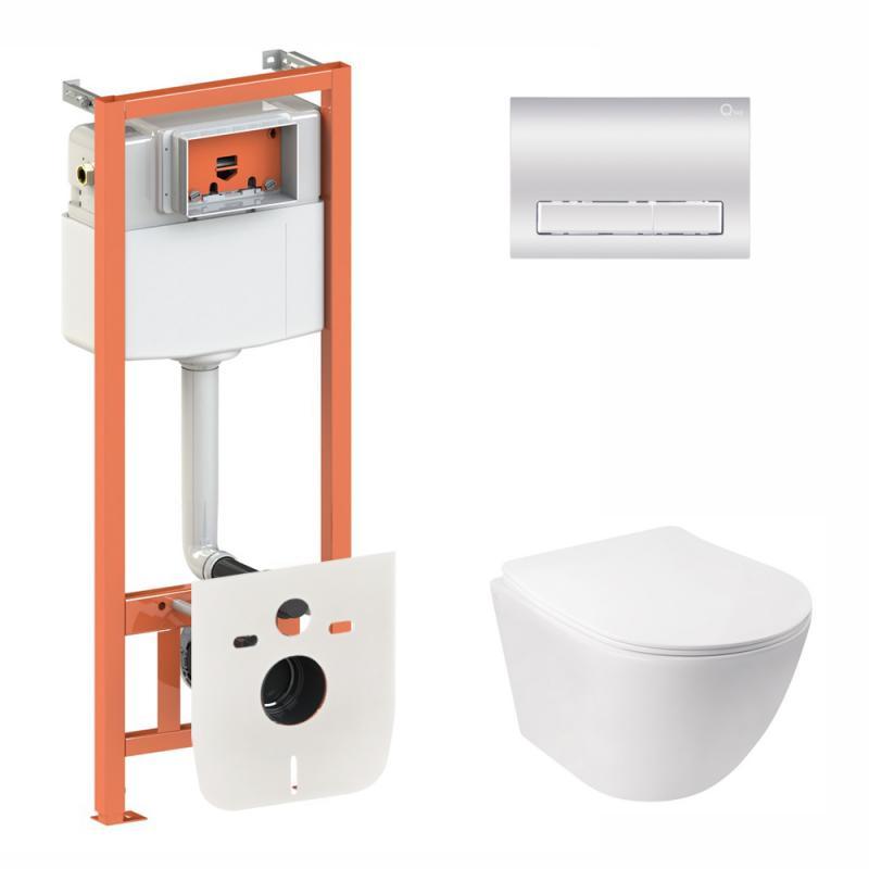 Готове рішення Qtap для ванної кімнати: підвісний унітаз Jay Rimless + комплект інсталяції Nest 4 в 1 (лінійна