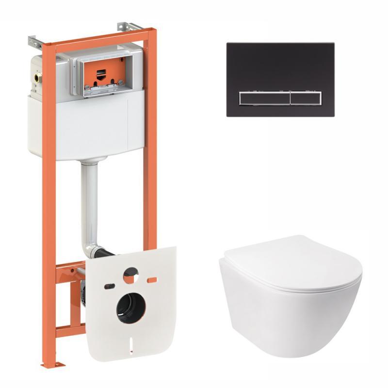 Готове рішення Qtap для ванної кімнати: підвісний унітаз Jay Rimless + комплект інсталяції Nest 4 в 1 (лінійна