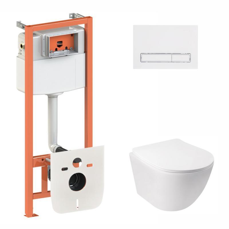 Готове рішення Qtap для ванної кімнати: підвісний унітаз Jay Rimless + комплект інсталяції Nest 4 в 1 (лінійна