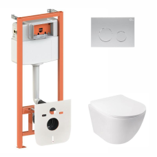 Готове рішення Qtap для ванної кімнати: підвісний унітаз Jay Rimless + комплект інсталяції Nest 4 в 1 (кругла