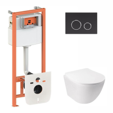 Готове рішення Qtap для ванної кімнати: підвісний унітаз Jay Rimless + комплект інсталяції Nest 4 в 1 (кругла