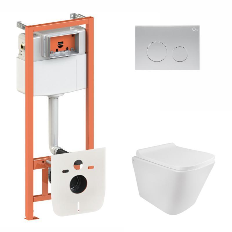 Готове рішення Qtap для ванної кімнати: підвісний унітаз Tern Rimless + комплект інсталяції Nest 4 в 1 (кругла