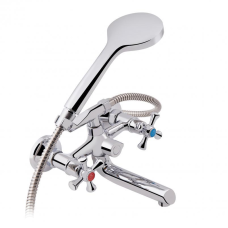 Змішувач для ванни Lidz Lamb 142 з поворотним виливом двохвентильний (з душовим гарнітуром) LDLAM142CRM35081