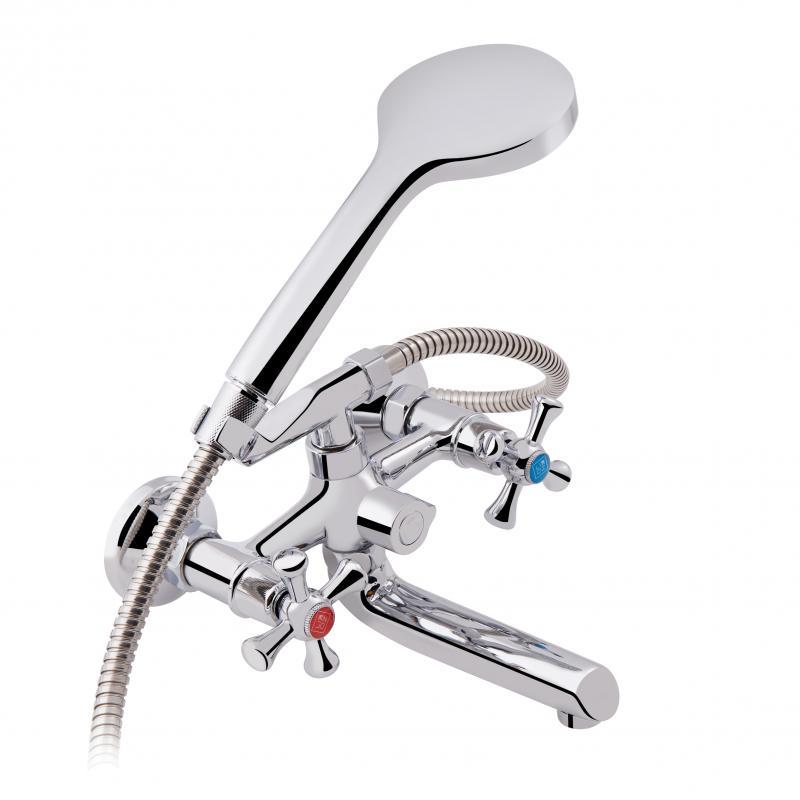 Змішувач для ванни Lidz Lamb 142 з поворотним виливом двохвентильний (з душовим гарнітуром) LDLAM142CRM35081