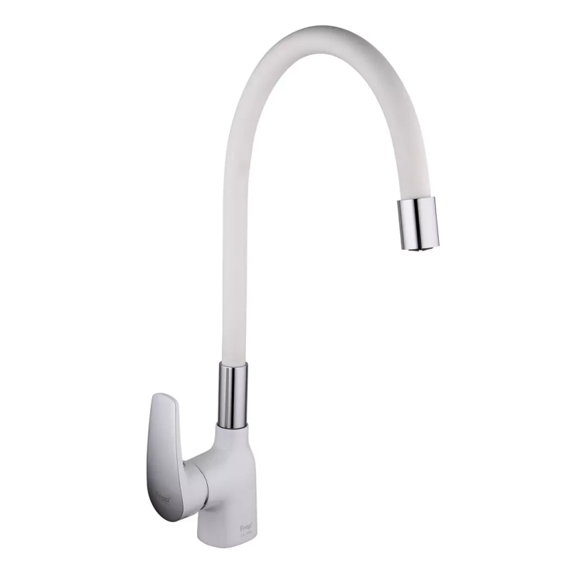 Змішувач для кухні Frap F4453-03 з гнучким виливом, білий/хром Змішувач для кухні Frap F4453-03 з гнучким виливом, білий/хром