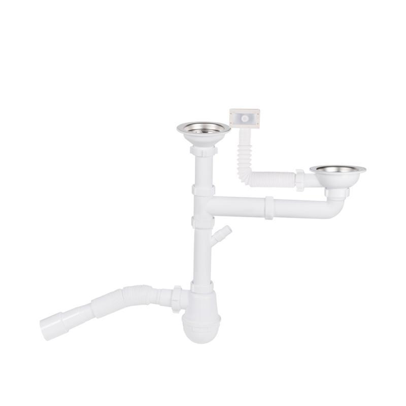 Сифон подвійний для кухонної мийки Lidz (WHI) 60 05 M003 00 з відводом для пральної машини (вихід 50 мм) Сифон подвійний для кухонної мийки Lidz (WHI) 60 05 M003 00 з відводом для пральної машини (вихід 50 мм)