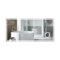 Дзеркало Qtap Stork 1400х700 з LED-підсвічуванням Touch, лінза, цифровий годинник, димер, рег. яскравості