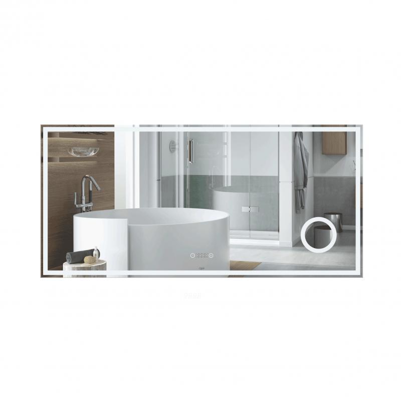 Дзеркало Qtap Stork 1400х700 з LED-підсвічуванням Touch, лінза, цифровий годинник, димер, рег. яскравості Дзеркало Qtap Stork 1400х700 з LED-підсвічуванням Touch, лінза, цифровий годинник, димер, рег. яскравості