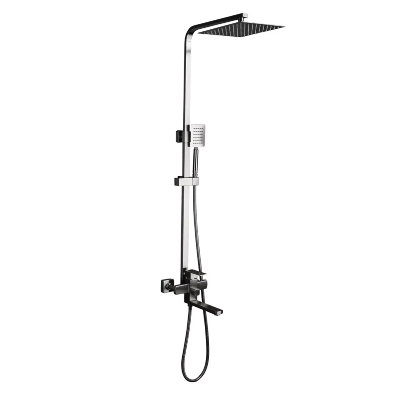 Душева система Frap F24802, поворотний вилив - перемикач на лійку, 1 режим, нержавіюча сталь Душева система Frap F24802, поворотний вилив - перемикач на лійку, 1 режим, нержавіюча сталь