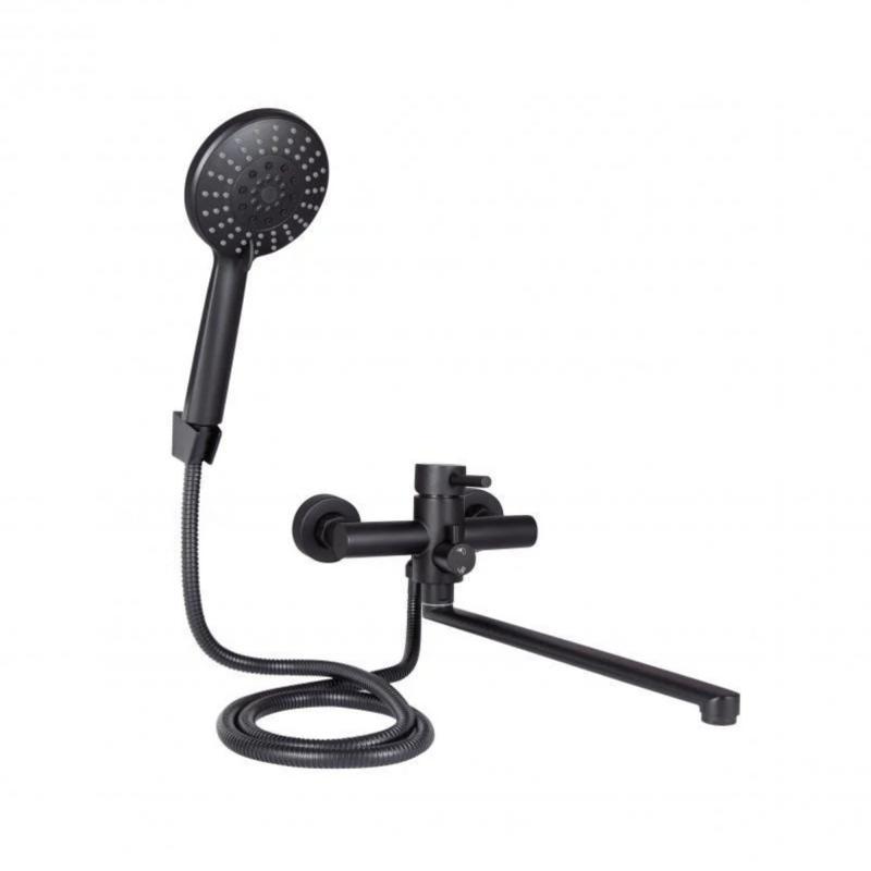 Змішувач для ванни Lidz Aria 005 з поворотним виливом (з душовим гарнітуром) (k35) LDARI005BLA43368 Black Змішувач для ванни Lidz Aria 005 з поворотним виливом (з душовим гарнітуром) (k35) LDARI005BLA43368 Black