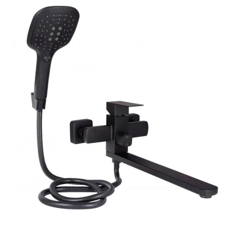 Змішувач для ванни Lidz Kubis 005 з поворотним виливом (з душовим гарнітуром) (k35) LDKUB005BLA43378 Black Змішувач для ванни Lidz Kubis 005 з поворотним виливом (з душовим гарнітуром) (k35) LDKUB005BLA43378 Black