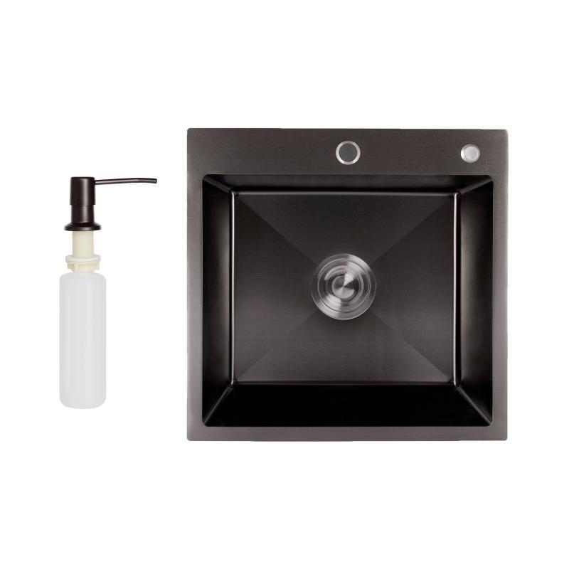 Мийка для кухні інтегрована Lidz Handmade H5050B (LDH5050BPVD43619) Brushed Black PVD 3,0/1,0 мм Мийка для кухні інтегрована Lidz Handmade H5050B (LDH5050BPVD43619) Brushed Black PVD 3,0/1,0 мм