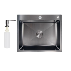 Мийка для кухні інтегрована Lidz Handmade H6050B (LDH6050BPVD43621) Brushed Black PVD 3,0/1,0 мм