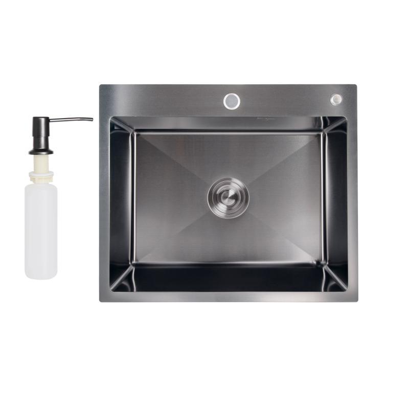 Мийка для кухні інтегрована Lidz Handmade H6050B (LDH6050BPVD43621) Brushed Black PVD 3,0/1,0 мм Мийка для кухні інтегрована Lidz Handmade H6050B (LDH6050BPVD43621) Brushed Black PVD 3,0/1,0 мм