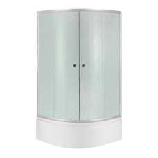 Душова кабіна Latwa SC90x90.SAT.HIGH.FR полукругла, скло Frost 4 мм + Душовий піддон KAPIELKA ST90x90x41, з