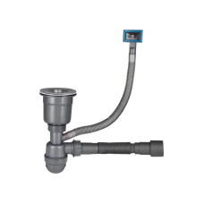 Сифон LK16 для кухонної мийки Bruch PVD, випуск 115 мм колбовий з квадратним переливом Grey (вихід гофри