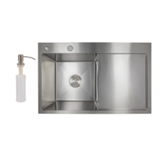 Мийка для кухні інтегрована Lidz Handmade H7849R крило праворуч (LDH7849BRUR45591) Brushed Steel 3,0/1,0 мм