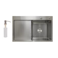 Мийка для кухні інтегрована Lidz Handmade H7849L крило ліворуч (LDH7849BRUL45592) Brushed Steel 3,0/1,0 мм