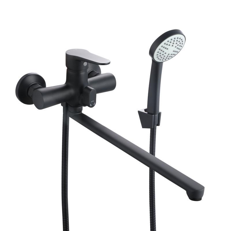 Змішувач для ванни Lidz Nicole 005 з поворотним виливом (з душовим гарнітуром) (k35) LDNIC005BLA45183 Black Змішувач для ванни Lidz Nicole 005 з поворотним виливом (з душовим гарнітуром) (k35) LDNIC005BLA45183 Black