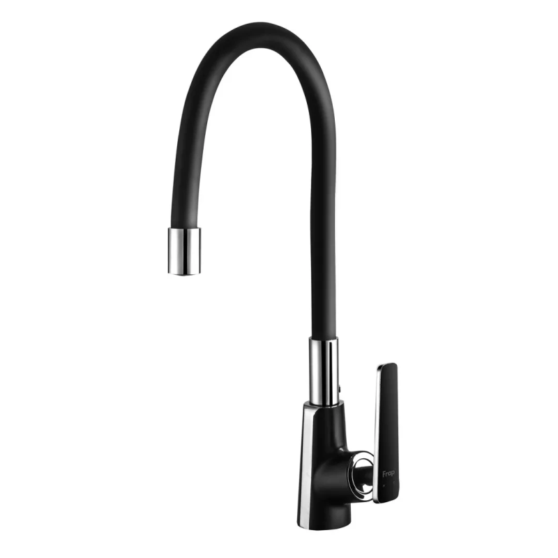 Змішувач для кухні Frap F4457 з гнучким виливом, чорний/хром Змішувач для кухні Frap F4457 з гнучким виливом, чорний/хром