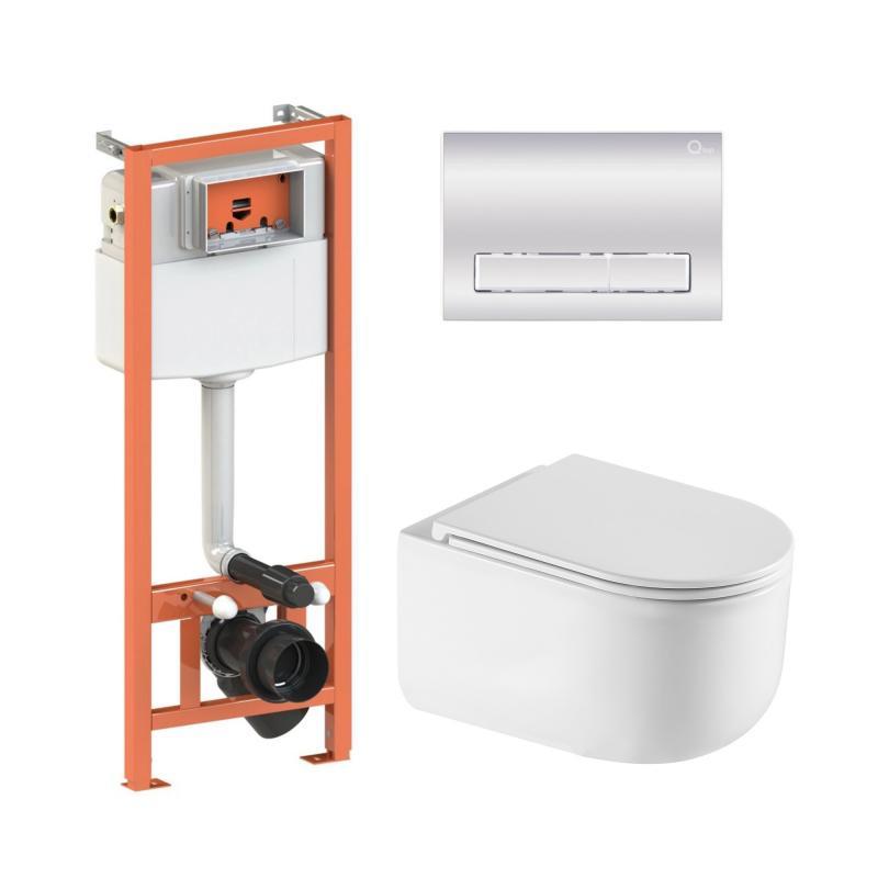 Готове рішення Qtap для ванної кімнати: підвісний унітаз Taurus Ultra Quiet + комплект інсталяції Nest 4 в 1 Готове рішення Qtap для ванної кімнати: підвісний унітаз Taurus Ultra Quiet + комплект інсталяції Nest 4 в 1