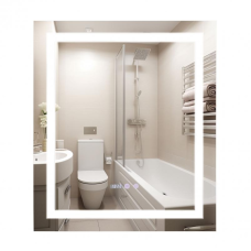 Дзеркало Qtap Mideya 700х800 з LED-підсвічуванням Touch, з антизапотіванням, з годинником, димером, рег.