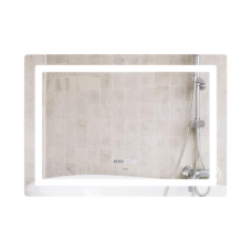 Дзеркало Qtap Mideya 1000х700 з LED-підсвічуванням Touch, з антизапотіванням, з годинником, димером, рег.