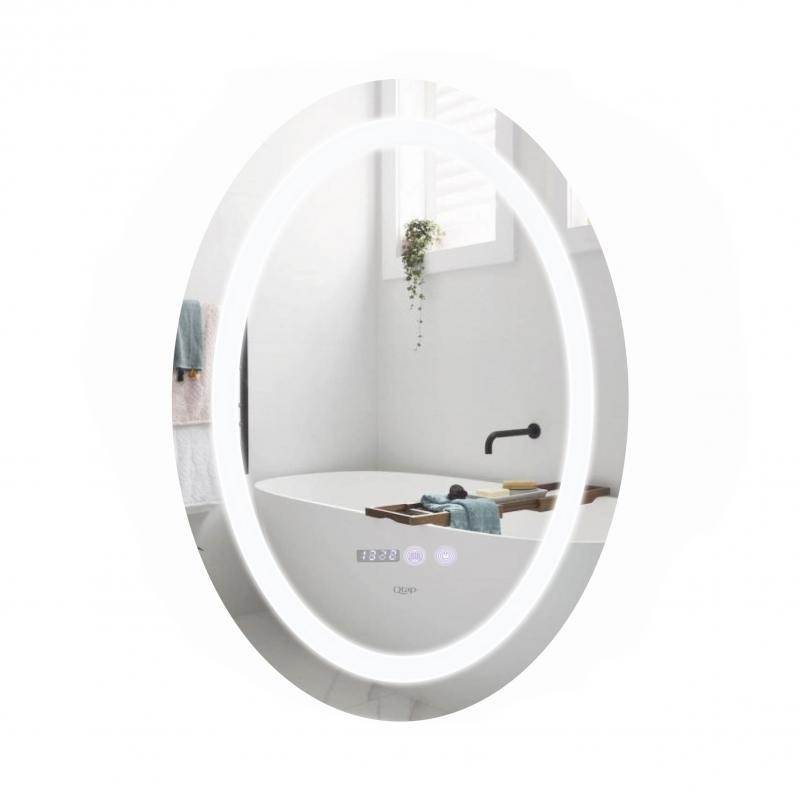 Дзеркало Qtap Mideya 500х700 з LED-підсвічуванням Touch, з антизапотіванням, з годинником, димером, рег.